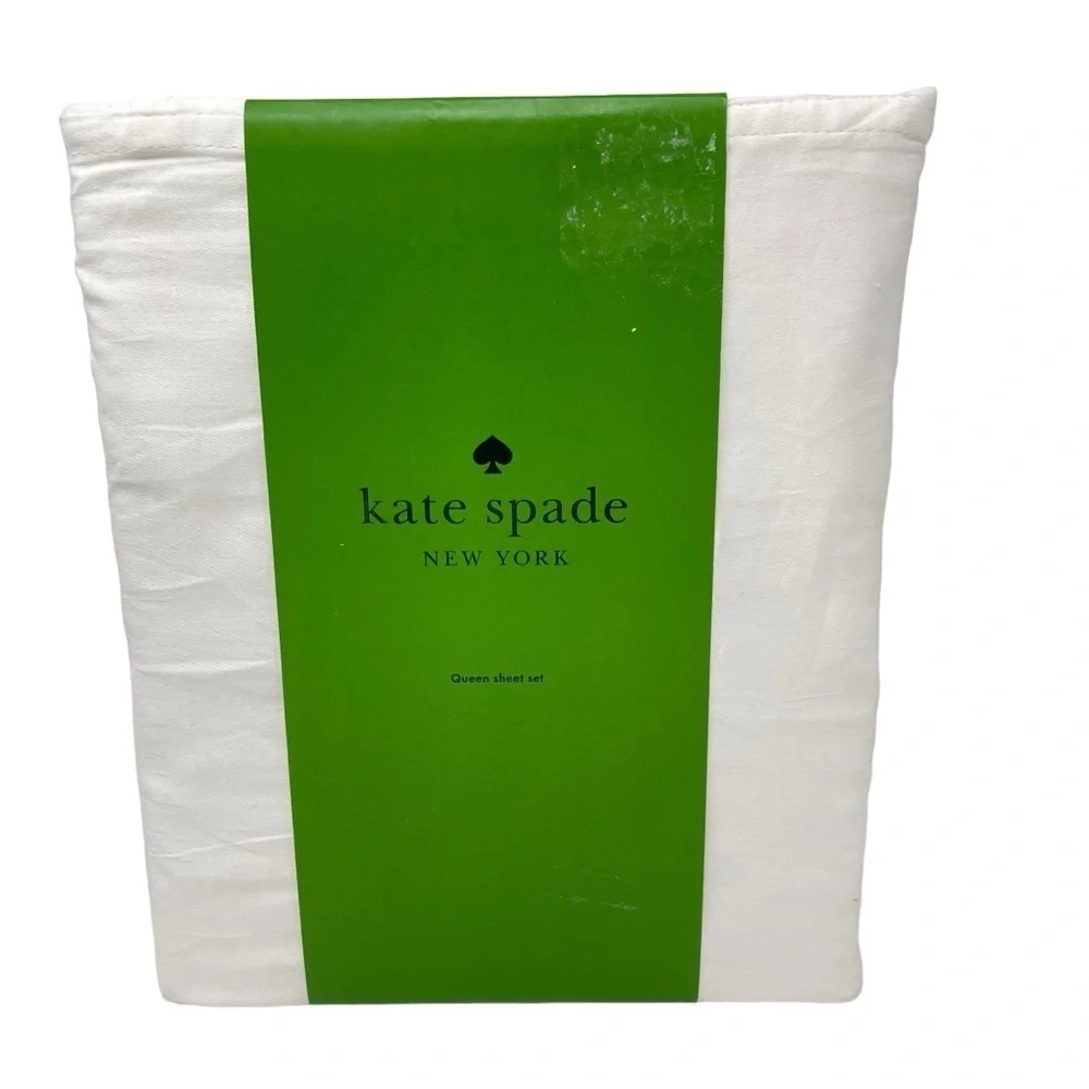 Kate Spade Twin Size Sheet Set solid white cotton sateen NWT
